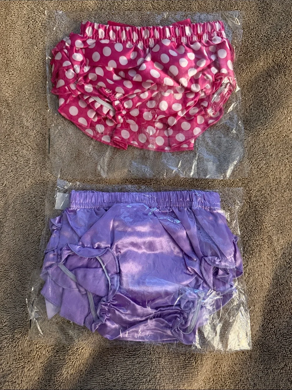 Ruffled Diaper Cover Set in Hot Pink Polka Dot & Lavender Bow